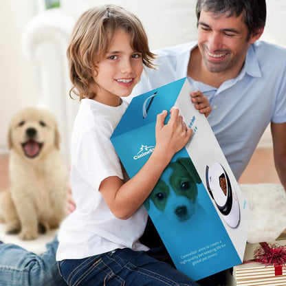 Automatic Pet Feeder for Cats Dogs, 5 Meal Food Dispenser Trays Cat Feeder Dry Wet Food Auto Feeder by Caninestar (Blue)